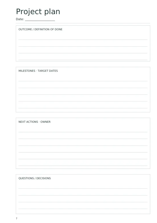 project original planner PDF page