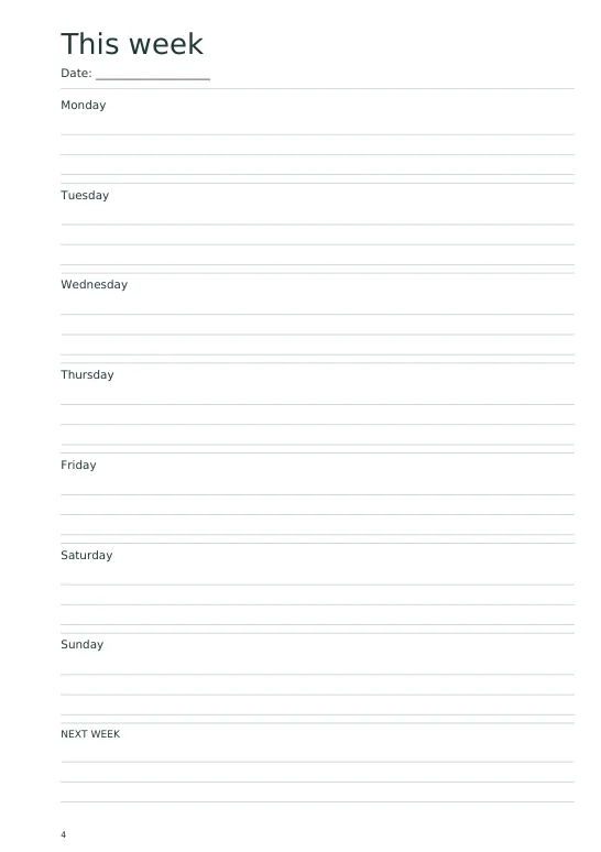 weekly original planner PDF page