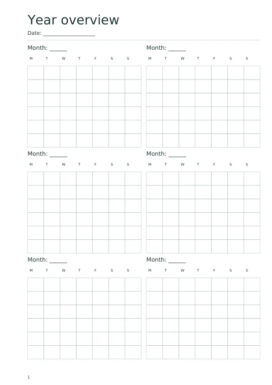 yearly original planner PDF page